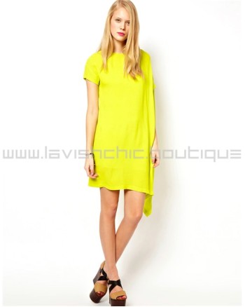 Shift Dress With Asymmetric Hem